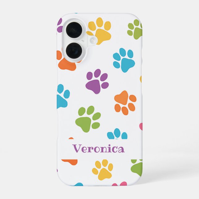 Personalized Paw Print iPhone Case – Custom Name  (Back)
