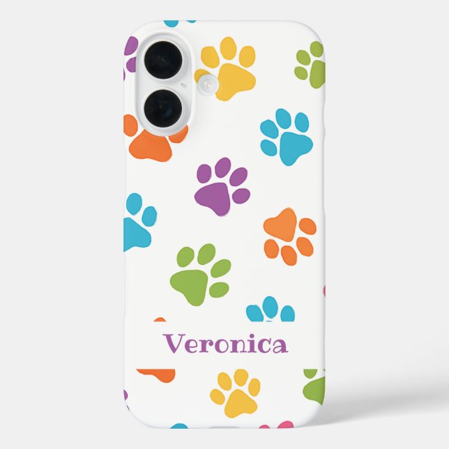 Personalized Paw Print iPhone Case – Custom Name  (Back)