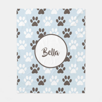 Personalized Paw Print Pattern Fleece Blanket