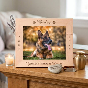 Personalized Paw Print Pet Memorial Wood Picture Etched Frames