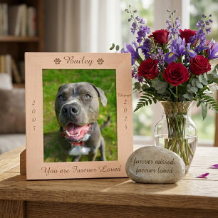 Personalized Paw Print Pet Memorial Wood Picture Etched Frames