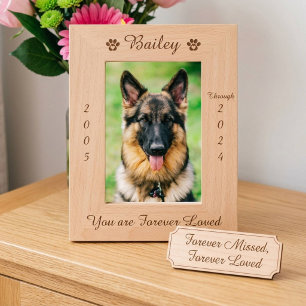 Personalized Paw Print Pet Memorial Wood Picture Etched Frames