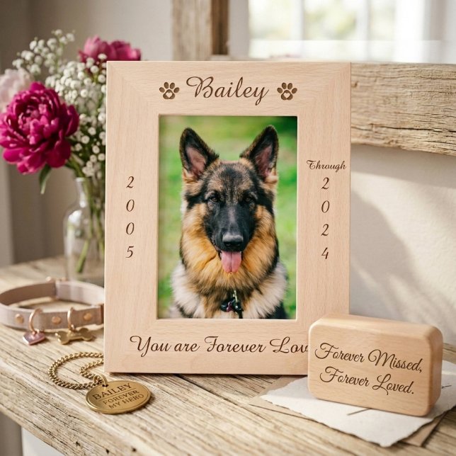 Personalized Paw Print Pet Memorial Wood Picture Etched Frames (Creator Uploaded)