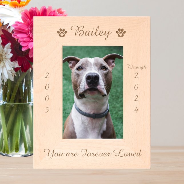 Personalized Paw Print Pet Memorial Wood Picture Etched Frames (Creator Uploaded)