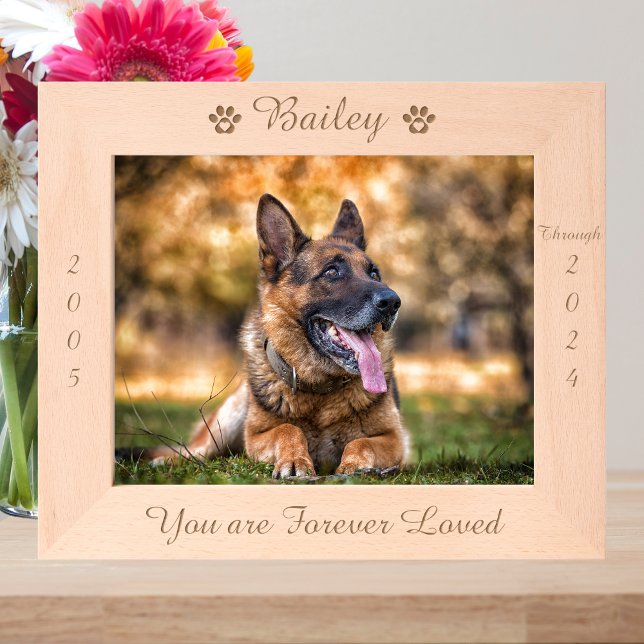 Personalized Paw Print Pet Memorial Wood Picture Etched Frames (Creator Uploaded)