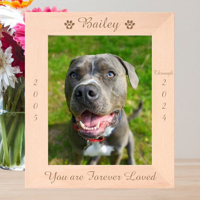 Personalized Paw Print Pet Memorial Wood Picture Etched Frames (Creator Uploaded)