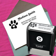 Personalized Paw Print with Heart Return Address