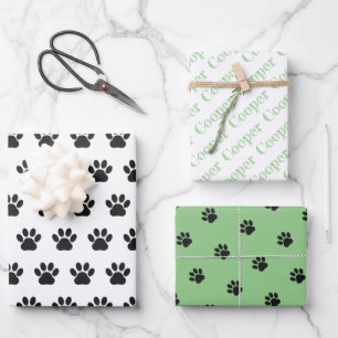 Personalized Paw Prints Wrapping Paper Sheets