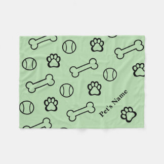 Personalized Pawprint and Bone Dog Blankets