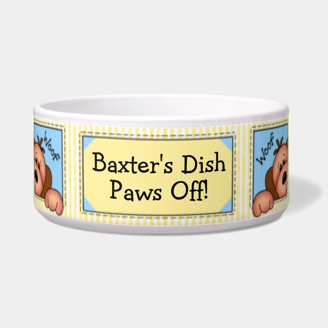 Personalized "Paws Off!" Doggy Dish (Front)