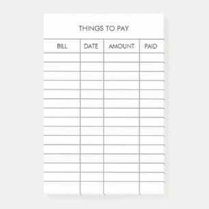 Personalized Payment Tracker Post-it Notes        