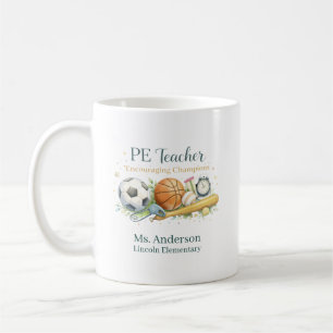 Personalized PE Teacher Inspiring Active Minds Coffee Mug