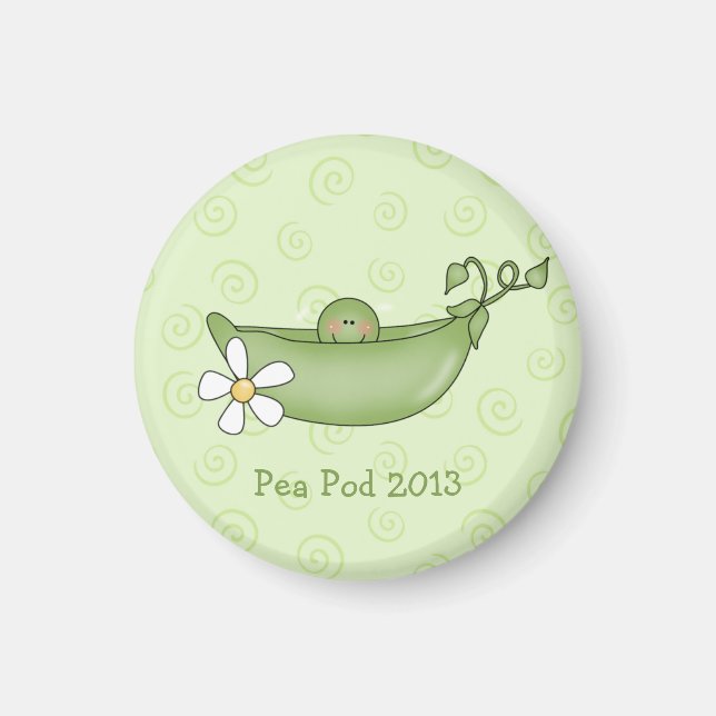 Personalized Pea in a Pod Baby Shower Magnet (Front)