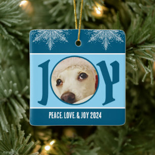 Personalized Peace Love and Joy 2024 Snowflake Ceramic Ornament