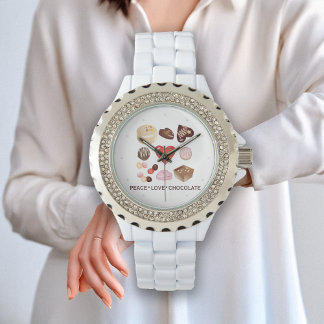 Personalized Peace Love Chocolate Candy Heart Watch