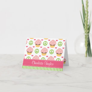 Personalized Peace Love Cupcake Note Cards