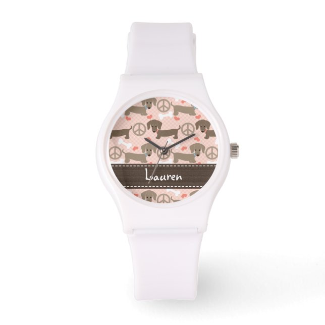 Personalized Peace Love Doxie Watch (Front)