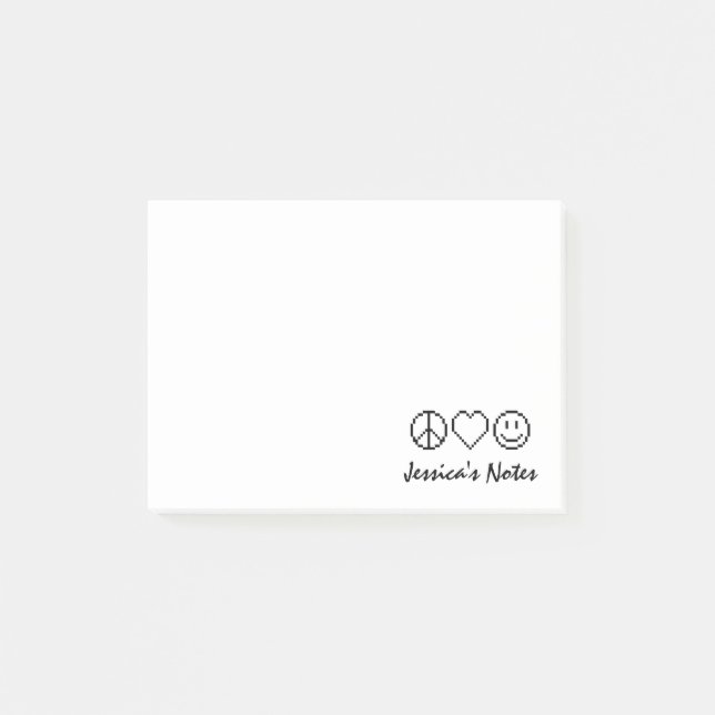 Personalized peace love happiness Post-it® notes (Front)