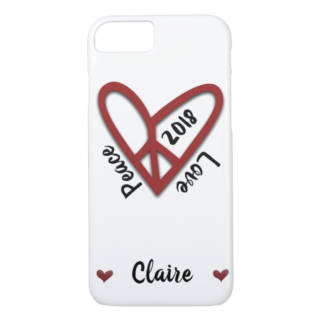 Personalized Peace-Love Heart iPhone Case (Back)