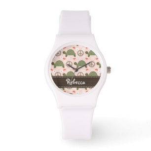 Personalized Peace Love Turtles Watch