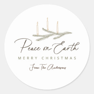 Personalized Peace on Earth Christmas Gift Classic Round Sticker