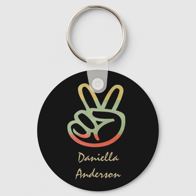 Personalized: Peace Sign Keychain (Front)