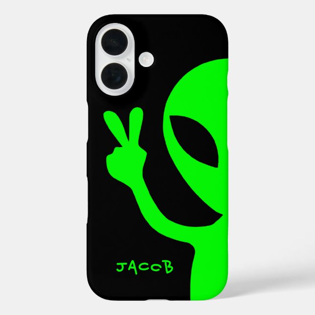 Personalized Peace Sign Peekaboo Alien Case-Mate iPhone Case (Back)