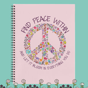 Personalized Peace Within Floral Notebook