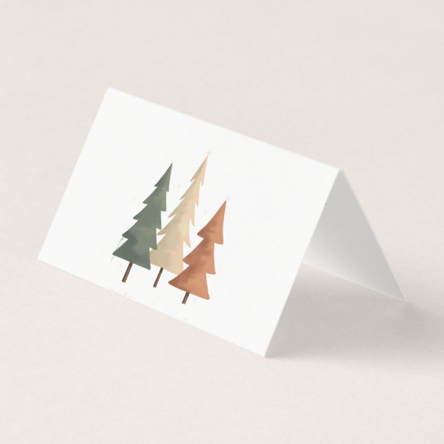 Personalized Peaceful Pines Folded Christmas Card (Front)
