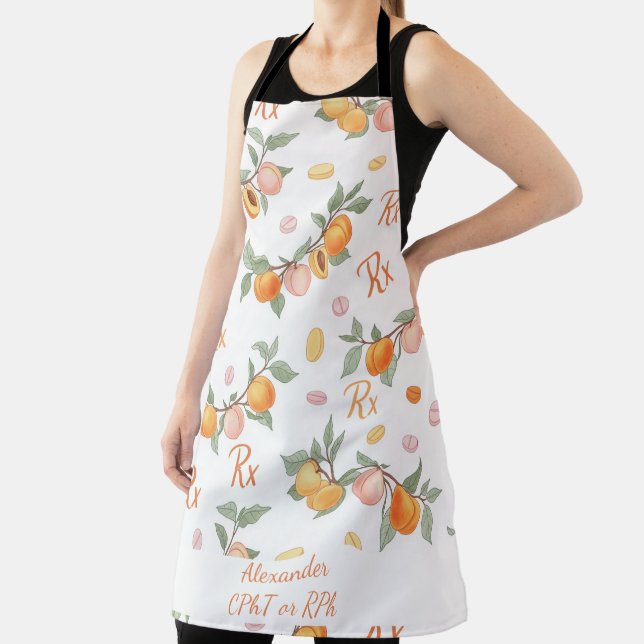 Personalized Peach & Apricot Pharmacy Apron (Insitu)