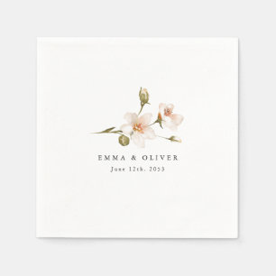 Personalized Peach Blush Floral Wedding Napkin