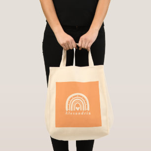 Personalized Peach Boho Tote Bag