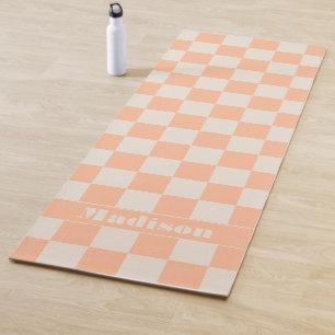 Personalized Peach Chequered Pastel Pattern Yoga Mat