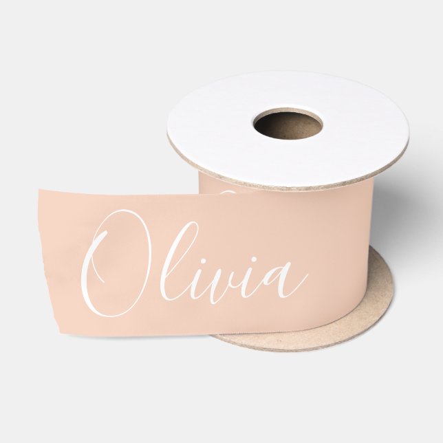 Personalized Peach Elegant Name Satin Ribbon (Spool)