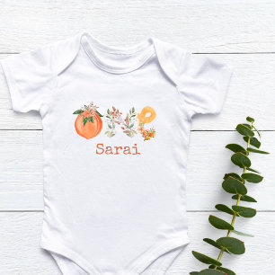 Personalized Peach First Birthday Baby Bodysuit