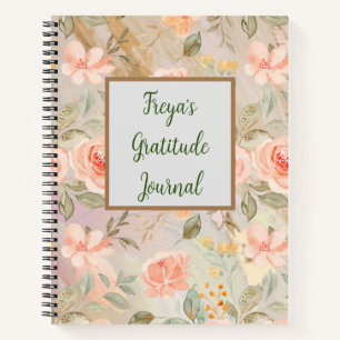 Personalized Peach Floral Gratitude Journal