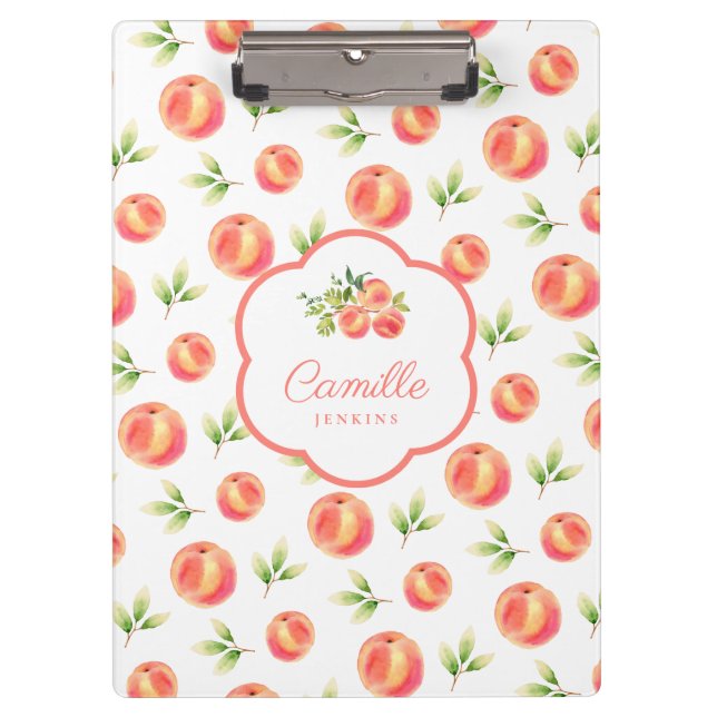 Personalized Peach Illustrated Name Clipboard (Front)