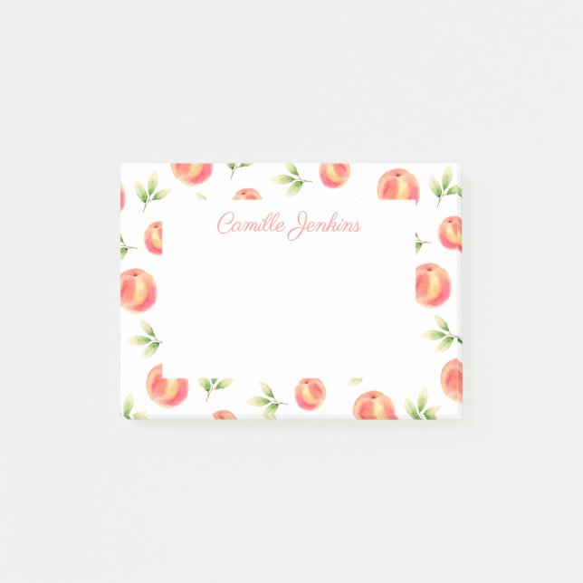 Personalized Peach Illustrated Name Post-it Notes (Front)