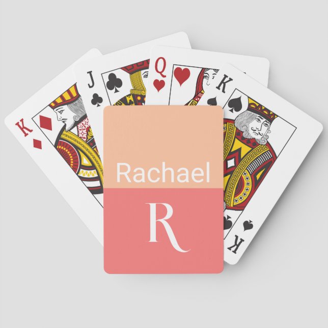 Personalized Peach Monogram Name Playing Cards (Back)