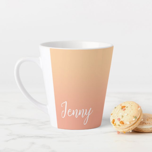 Personalized Peach Ombre Latte Mug (In Situ)