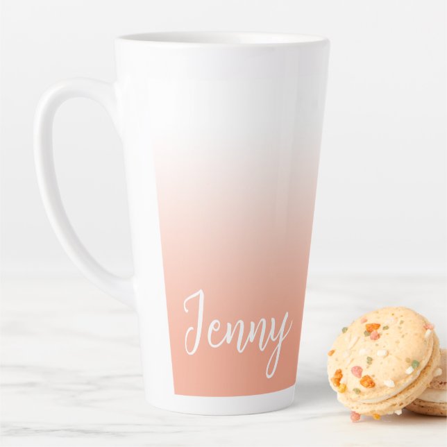 Personalized Peach Ombre Latte Mug (In Situ)
