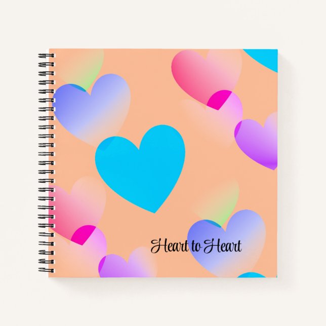 Personalized Peach Orange "Heart to Heart" Journal (Front)