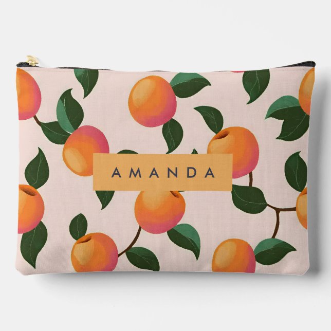 Personalized Peach Pattern Cute Peaches Accessory Pouch (Front)