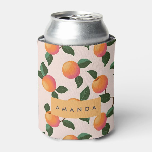 Personalized Peach Pattern Cute Peaches Can Cooler (Can Front)