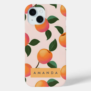 Personalized Peach Pattern Cute Peaches iPhone 15 Case