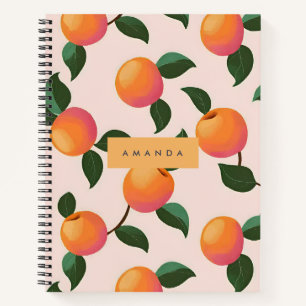 Personalized Peach Pattern Cute Peaches Notebook