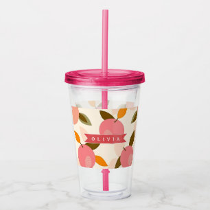 Personalized Peach Pattern Cute Retro Summer Acrylic Tumbler