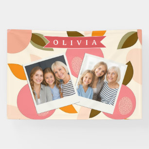 Personalized Peach Pattern Cute Retro Summer Banner