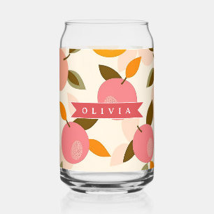 Personalized Peach Pattern Cute Retro Summer Can Glass