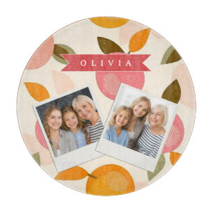Personalized Peach Pattern Cute Retro Summer Cutting Board